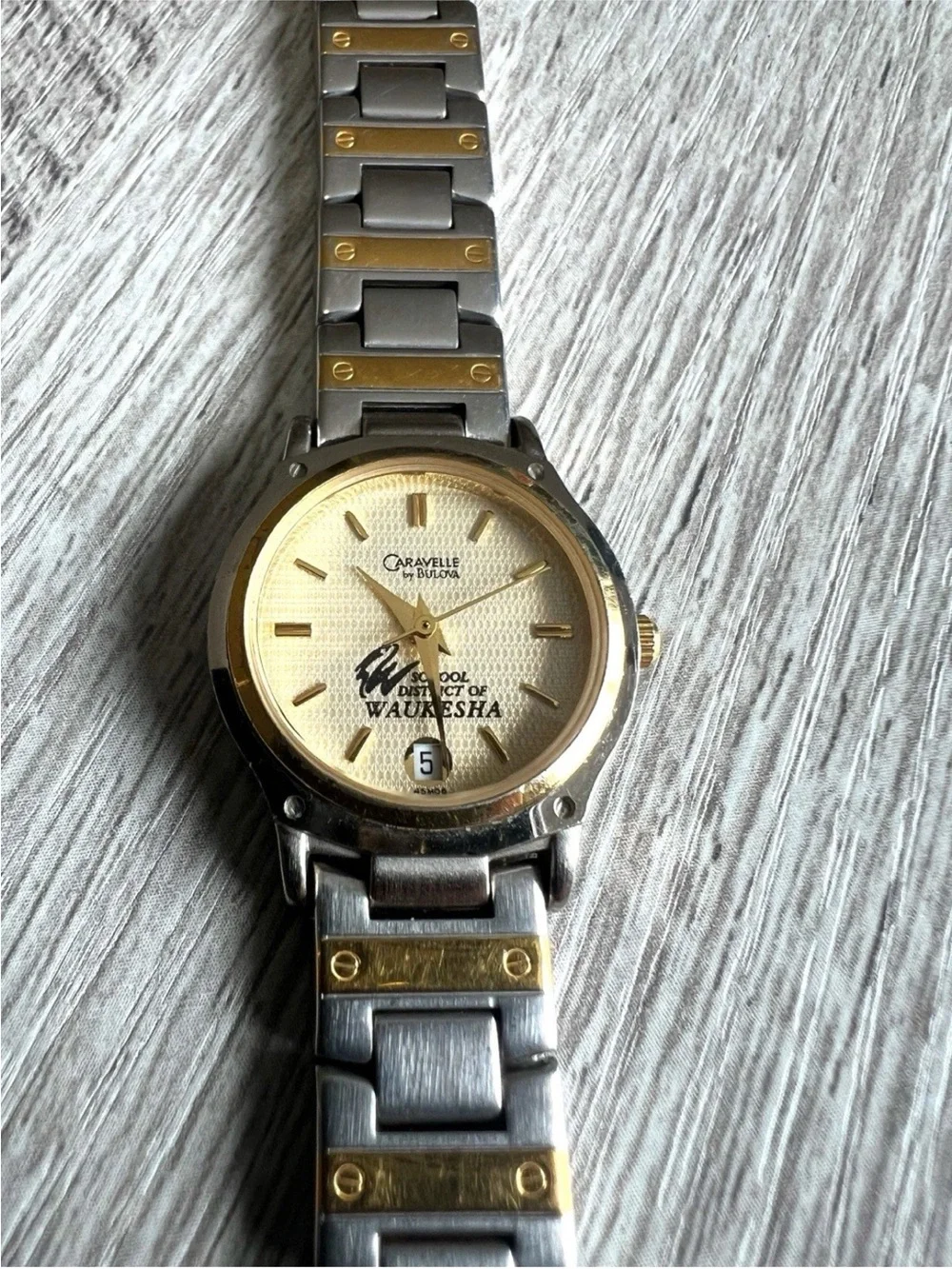 Caravelle by bulova Two-Tone Gold & Silver Watch — White Dial